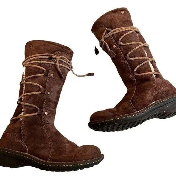 UGG Shoes - UGG Australia Surfcat Shearling Tall Suede BOOTS 5158 size 8 brown